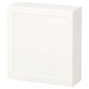 BESTÅ Wall-mounted cabinet combination, white/Hanviken white, 60x22x64 cm