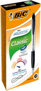 BIC Retractable Pen Atlantis Click 12pcs, black
