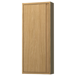 ÄNGSJÖN Wall cabinet with door, oak effect, 40x15x95 cm