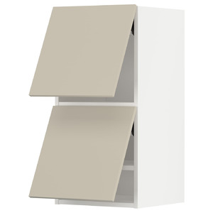METOD Wall cabinet horizontal w 2 doors, white/Havstorp beige, 40x80 cm