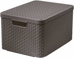 Curver Storage Basket with Lid L 30l, dark grey