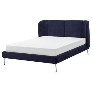 TUFJORD Upholstered bed frame, Tallmyra black-blue, Standard King
