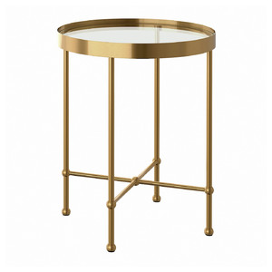 TORSJÖ Side table, gold effect/glass, 45 cm