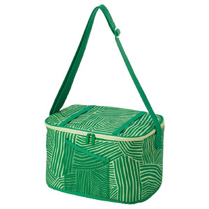 NÄBBFISK Cooling bag, patterned/green, 36x26x22 cm