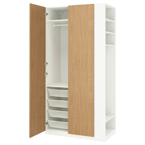 PAX / STORKLINTA Wardrobe combination, white oak effect/white, 120x60x236 cm