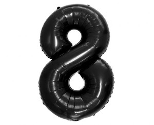 Foil Balloon Number 8, black, 92cm