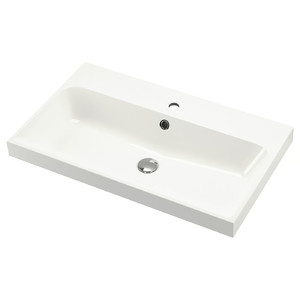 BACKSJÖN Wash-basin, white, 80x48 cm