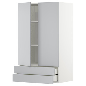 METOD / MAXIMERA Wall cabinet w 2 doors/2 drawers, white/Veddinge grey, 60x100 cm
