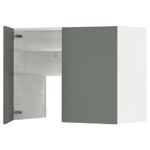 METOD Wall cb f extr hood w shlf/door, white/Bodarp grey-green, 80x60 cm