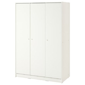 KLEPPSTAD Wardrobe with 3 doors, white, 117x176 cm