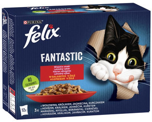Felix Fantastic Country Taste in Jelly Chicken/Beef/Rabbit/Lamb Wet Cat Food 12x85g