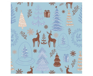 Napkins Christmas Hello Winter 33x33cm 20pcs, light blue