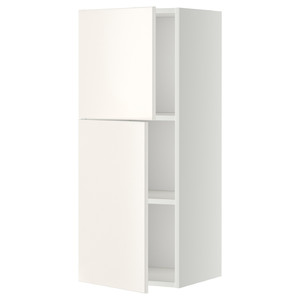 METOD Wall cabinet with shelves/2 doors, white/Veddinge white, 40x100 cm