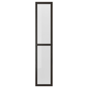 OXBERG Glass door, dark brown oak effect, 40x192 cm