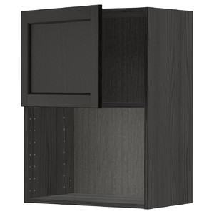 METOD Wall cabinet for microwave oven, black/Lerhyttan black stained, 60x80 cm