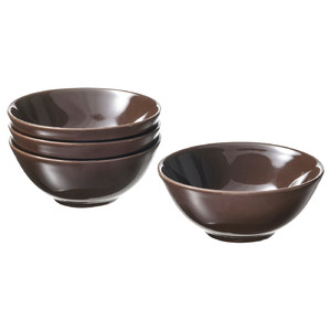 FÄRGKLAR Bowl, glossy brown, 12 cm, 4 pack
