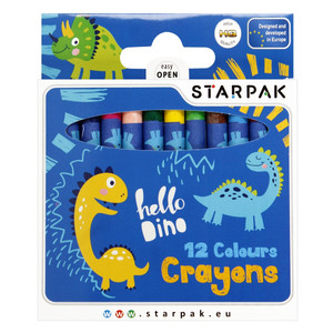 Starpak Wax Crayons 12 Colours Hello Dino