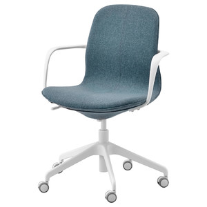 LÅNGFJÄLL Office chair with armrests, Gunnared blue/white, 68x68 cm
