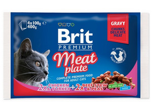 Brit Premium Cat Adult Meat Plate Pouch 4x100g