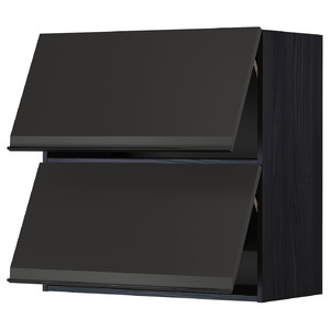 METOD Wall cabinet horizontal w 2 doors, black/Upplöv matt anthracite, 80x80 cm