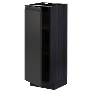METOD Base cabinet with shelves, black/Upplöv matt anthracite, 30x37 cm