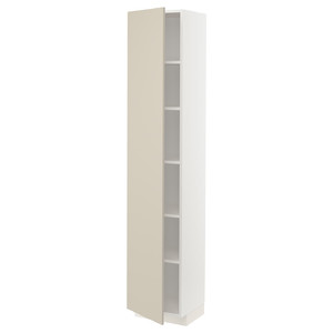 METOD High cabinet with shelves, white/Havstorp beige, 40x37x200 cm