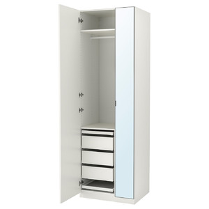 PAX / FORSAND/ÅHEIM Wardrobe combination, white/mirror glass, 75x60x236 cm