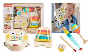 Fisher-Price Wooden Musical Instruments Gift Set Toddler Creative Play HXT90 2+