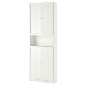 BILLY / OXBERG Bookcase w doors/extension unit, white, 80x30x237 cm