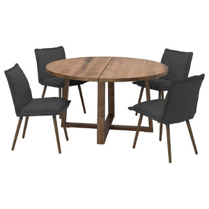 MÖRBYLÅNGA / KLINTEN Table and 4 chairs, oak veneer brown stained/Kilanda dark grey, 145 cm