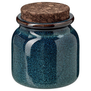 BRUGDHAJ Jar with lid, blue, 0.3 l