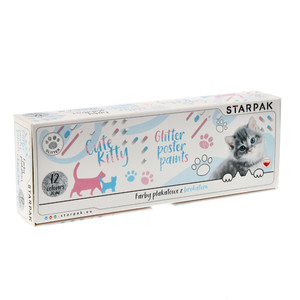 Starpak Poster Paints 12 Glitter Colours x 20ml Cute Kitty