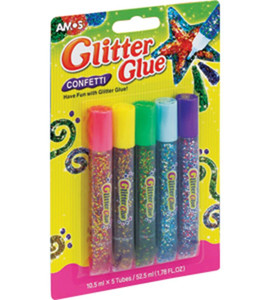 Amos Glitter Glue 5 Colours x 10.5ml