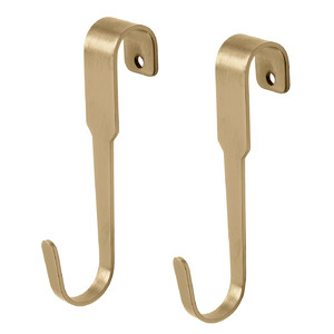 HULTARP Hook, polished, brass-colour, 11 cm, 2 pack