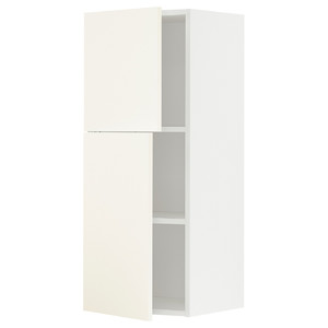 METOD Wall cabinet with shelves/2 doors, white/Vallstena white, 40x100 cm