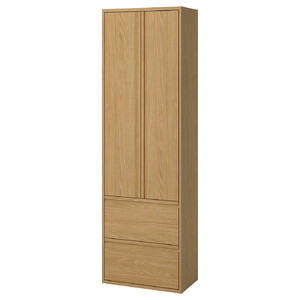 ÄNGSJÖN High cabinet with doors/drawers, oak effect, 60x35x195 cm
