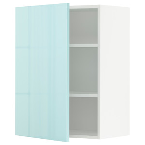 METOD Wall cabinet with shelves, white Järsta/high-gloss light turquoise, 60x80 cm