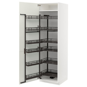 METOD High cabinet with pull-out larder, white/Havstorp beige, 60x60x200 cm