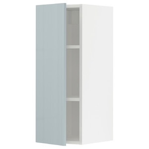 METOD Wall cabinet with shelves, white/Kallarp light grey-blue, 30x80 cm