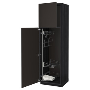 METOD High cabinet with cleaning interior, black/Kungsbacka anthracite, 60x60x200 cm