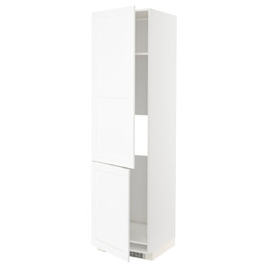 METOD High cab f fridge/freezer w 2 doors, white Enköping/white wood effect, 60x60x220 cm