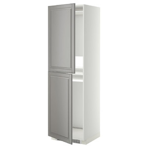 METOD High cabinet for fridge/freezer, white, Bodbyn grey, 60x60x200 cm