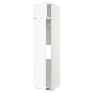METOD Hi cab f fridge or freezer w 2 drs, white Enköping/white wood effect, 60x60x240 cm