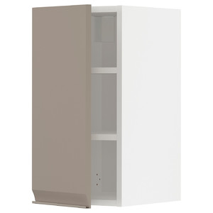 METOD Wall cabinet with shelves, white/Upplöv matt dark beige, 30x60 cm