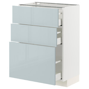 METOD / MAXIMERA Base cabinet with 3 drawers, white/Kallarp light grey-blue, 60x37 cm