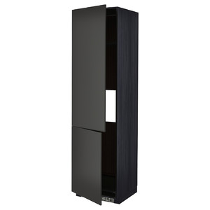 METOD High cab f fridge/freezer w 2 doors, black/Nickebo matt anthracite, 60x60x220 cm