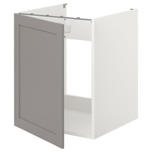 ENHET Bc f sink/door, white, grey frame, 60x60x75 cm