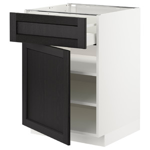 METOD / MAXIMERA Base cabinet with drawer/door, white/Lerhyttan black stained, 60x60 cm