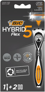 BIC Refillable Razor Hybrid Flex 5 1 Handle + 2 Cartridges