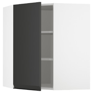 METOD Corner wall cabinet with shelves, white/Upplöv matt anthracite, 68x80 cm